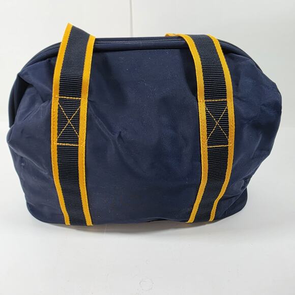 Liz Claiborne Nautical Tote Travel Bag Duffle Anchor Small Nylon Blue Yellow 90s - Picture 4 of 16